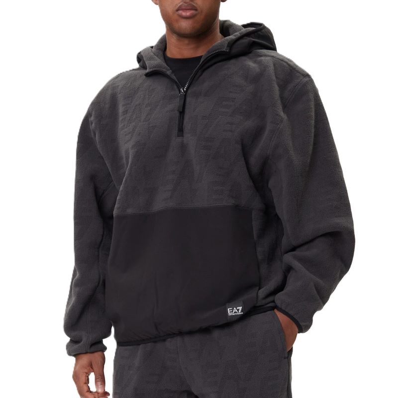 Bluza cu fermoar EA7 TRAIN LOGO SERIES M POLAR LOGO HOODIE HZ Barbati