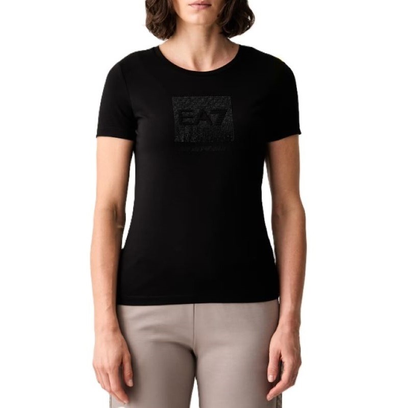 Tricou EA7 TRAIN LOGO SERIES W TEE SS STRASS BOX CROSSOVER Femei