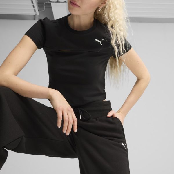 Pantaloni Puma WARDROBE ESS Relaxed Wide Leg Sweatpants TR Femei