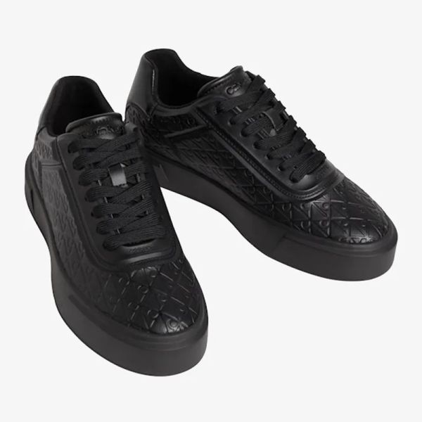 Pantofi sport Calvin Klein BASKET CUPS LACE UP AOP LTH negri