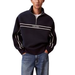 Bluza cu fermoar Calvin Klein LS COTTON SPACER STRIPE RIB QTR Barbati