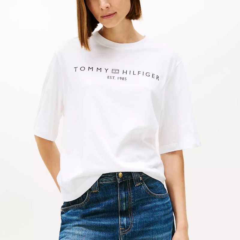 Tricou Tommy Hilfiger CORP LOGO TRAPEZE C-NK TEE Femei